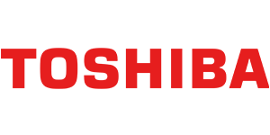 Toshiba logo in bold red letters