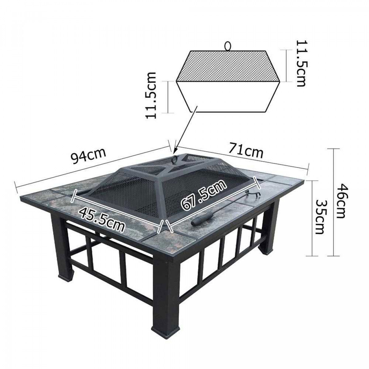 4-in-1 Fire Pit BBQ 94 x 71cm - Image 2
