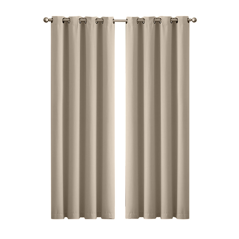 Blockout Curtains Eyelet Matte Beige