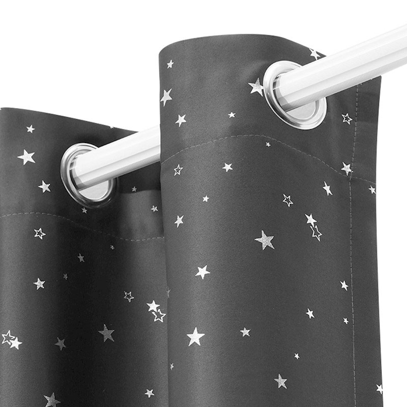 Blockout Eyelet Star Curtains Grey - Image 6
