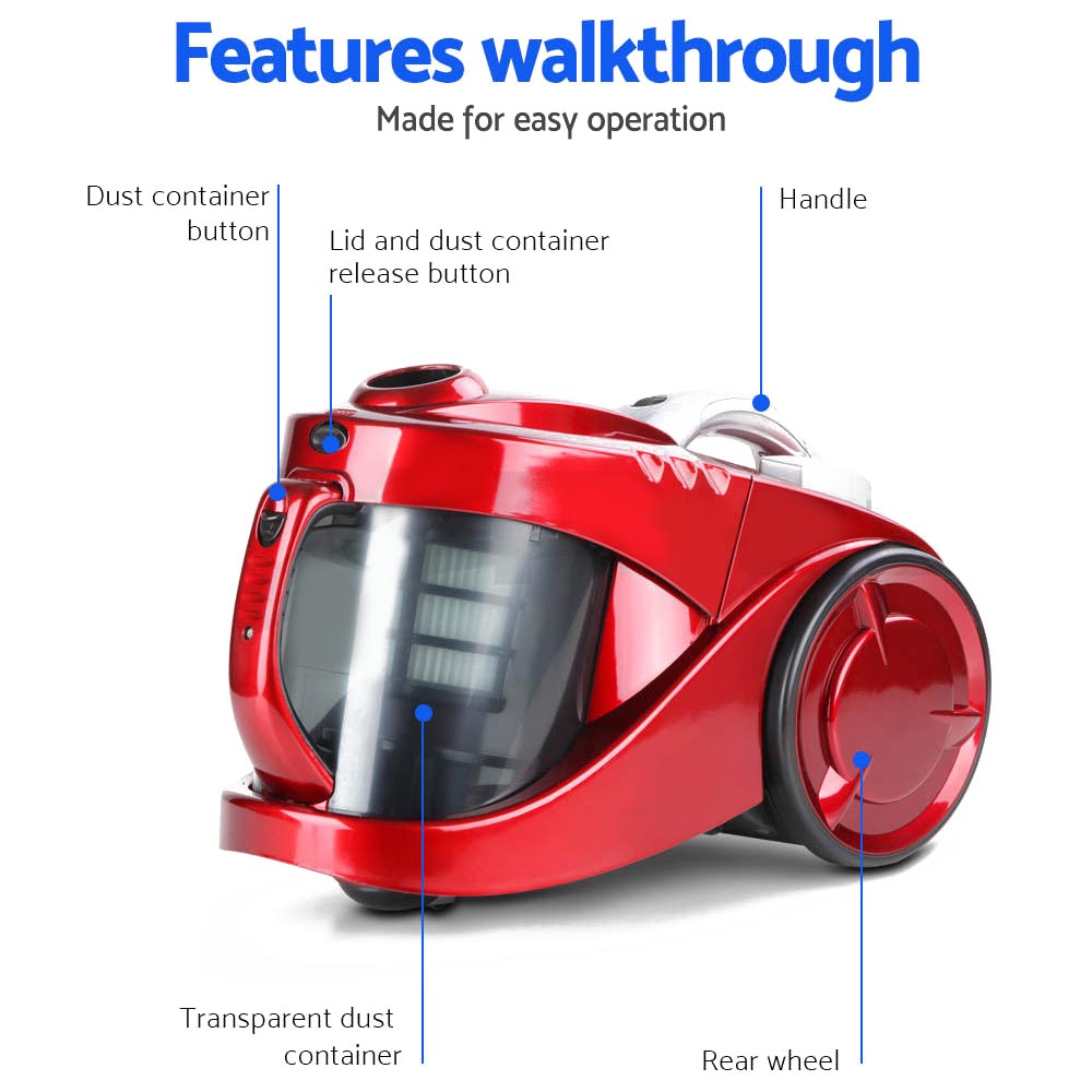 Vacuum Cleaner Bagless 2200W Red - Image 5