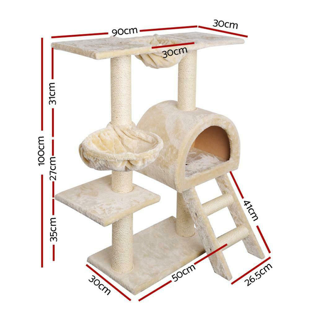 Cat Kitten Toy 100cm Scratching Tree Beige - Image 2