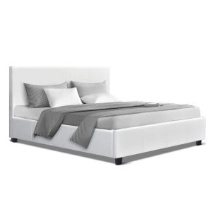 Leather Bed Frame Neo White